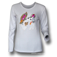 Cotton Polyester Blend OEM Custom Ladies Long Sleeve T-Shirts